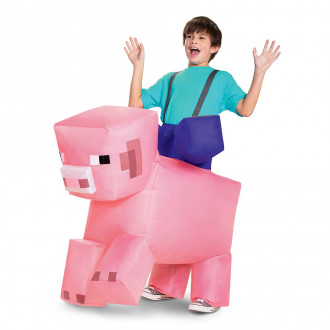 Kids Minecraft Pig Ride On Inflatable Costume