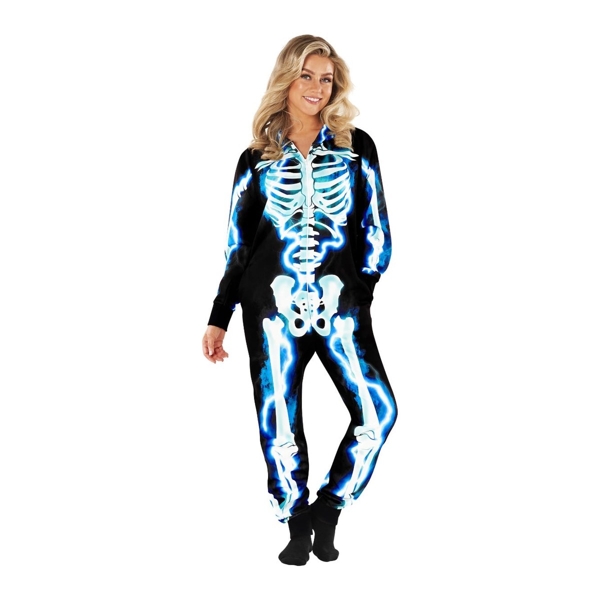 Women's Electric Skeleton Onesie Costume