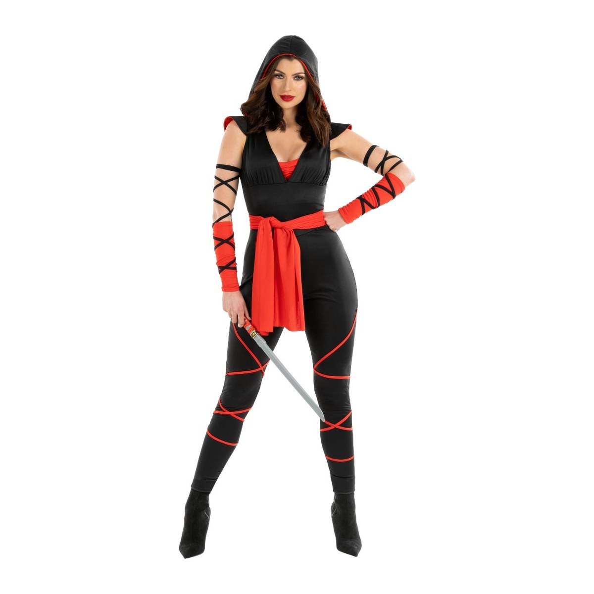 Women's Black and Red Ninja Costume