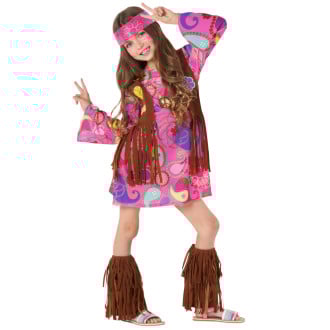 Girls Pink Hippie Girl Costume